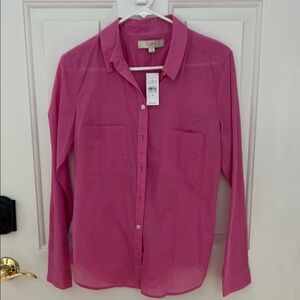 Ann Taylor LOFT Pink Button-Up Blouse